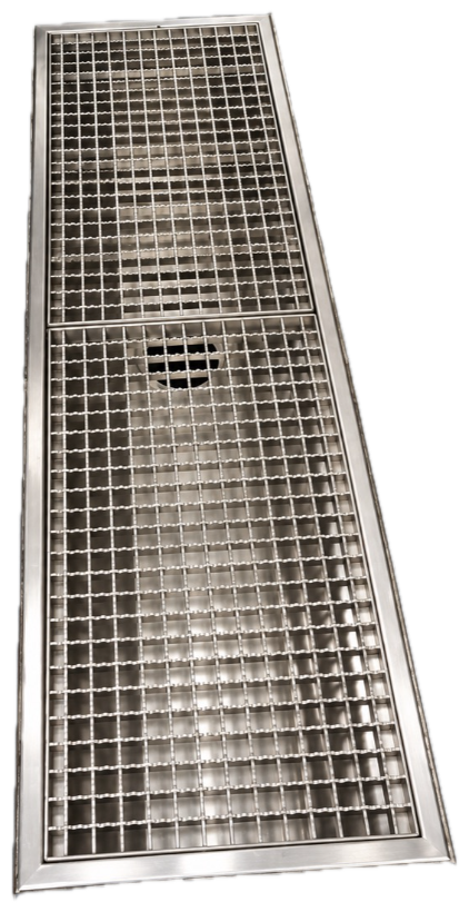 Stainless floor drain channel with grating